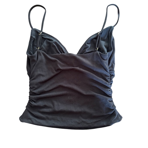 Oh Polly Elma Modal V-Neck Ruched Camisole Top Black Small - Picture 4 of 5